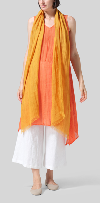 Woven Linen Sleeveless A-shaped Blouse Set