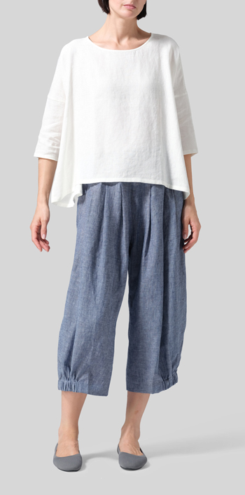 Soft White Linen Dropped Shoulder Long Top