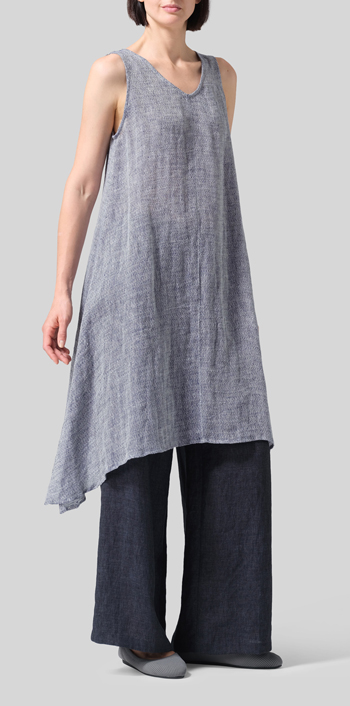 Woven Linen Sleeveless A-shaped Blouse
