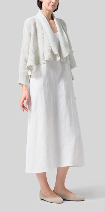 Gauze Gray White Linen Three-quarter Sleeve Shawl Collar Short Jacket