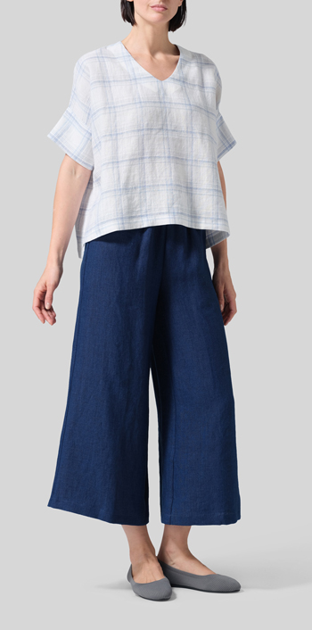 Linen V-Neck Dropped Shoulder Versatile Top