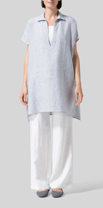 Linen Casual Deep V-Neck Long Top