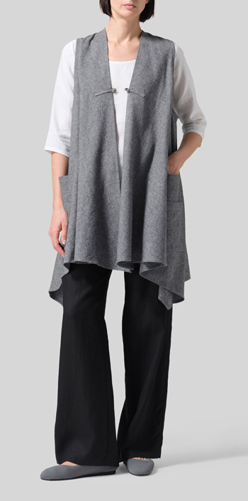 Linen A-Line Mid-Length Vest Set