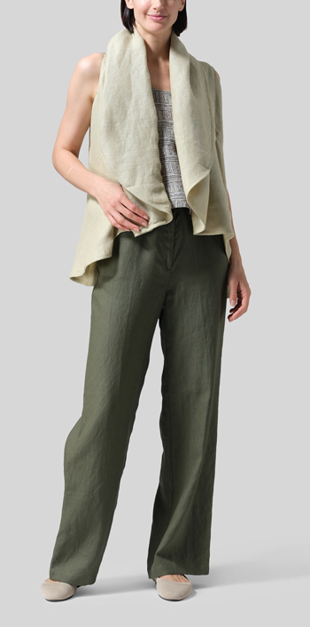 Pale Goldenrod Linen Reversible Cape Jacket