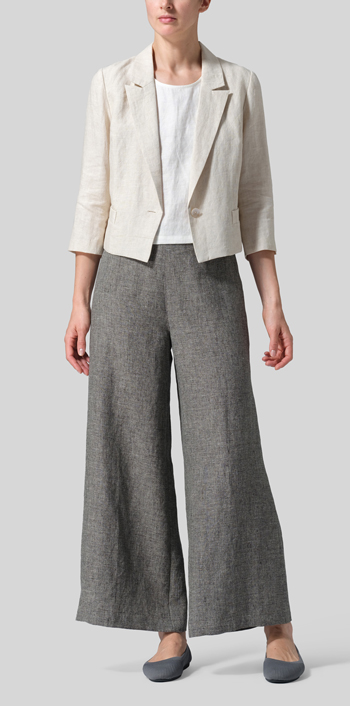 Oat Linen Single Button Notch Lapel Blazer Set