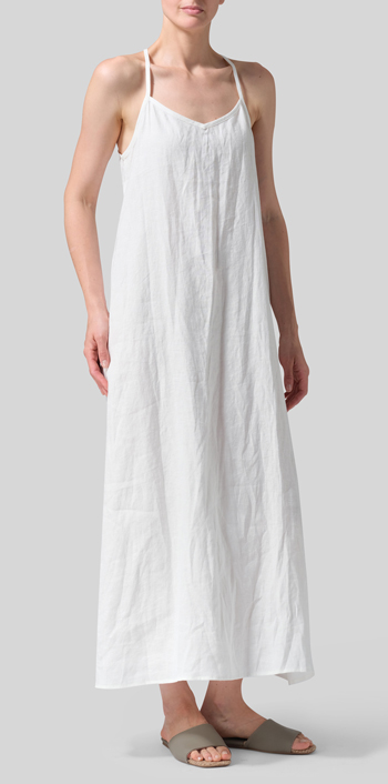 Lily White Linen A-shape Slip-In Dress