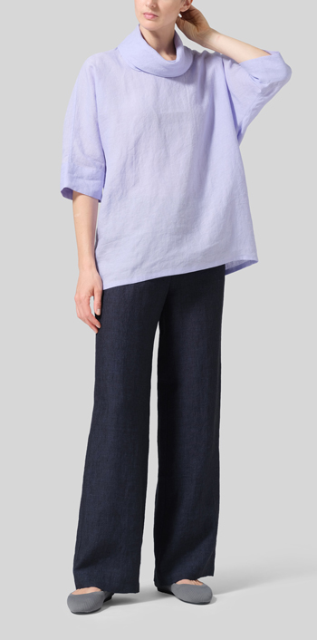 Lavender Linen Cowl Neck Top