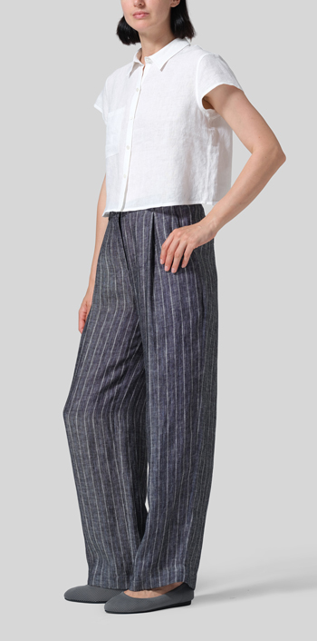 White Linen Cap Sleeves Shirt