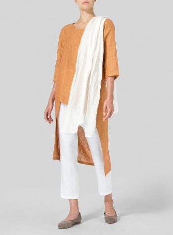 Golden Brown Linen Asymmetrical Tunic