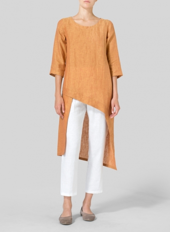 Golden Brown Linen Asymmetrical Tunic