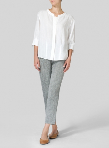 White Linen Back Keyhole Blouse