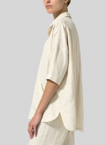 Sand Linen Classic Collar Box Top