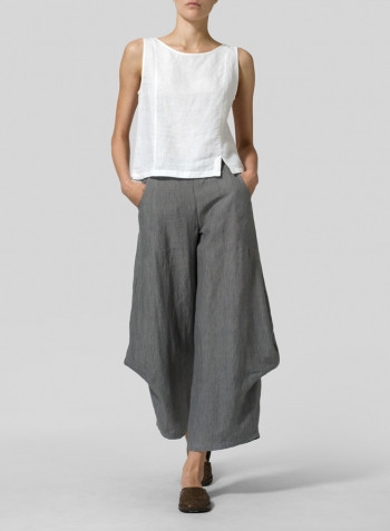 Soft Gray Linen Flared Leg Pants