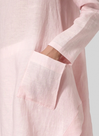 Baby Pink Linen Long Sleeve Top