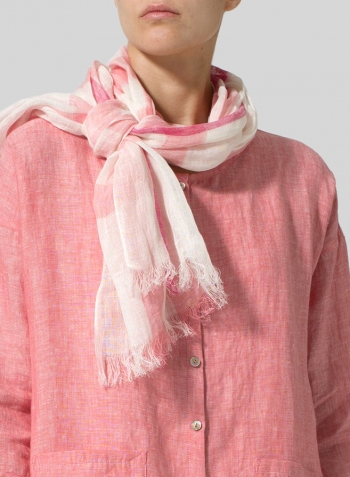Sakura Pink Linen Round Neck Button Front Top