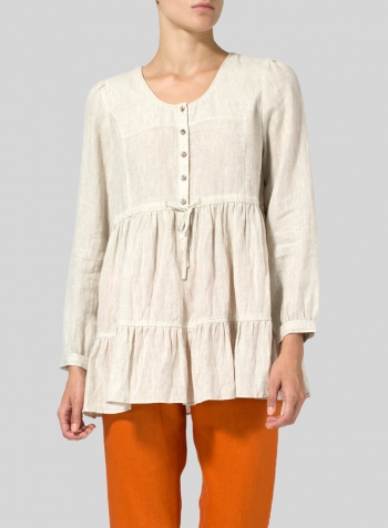 Oat Linen Tiered Pullover Top