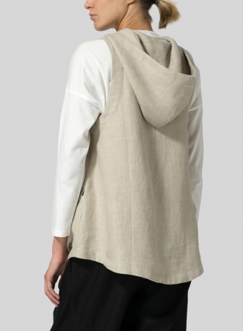 Oat Linen Hooded Vest Set