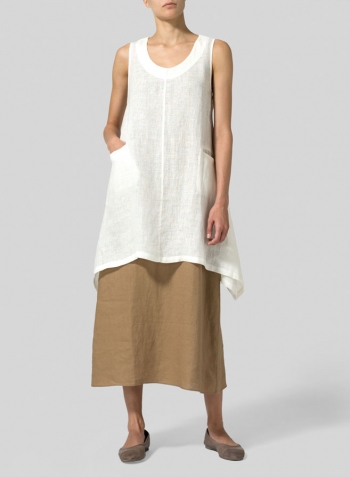 Linen High-Low Extra Long Tunic Set