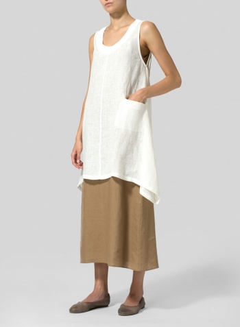 Linen High-Low Extra Long Tunic Set