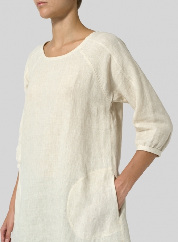 Light Oat Linen Elbow Sleeve Tunic