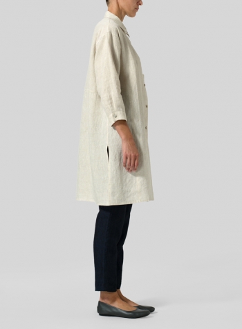 Oat Linen Half-Sleeve Long Shirt