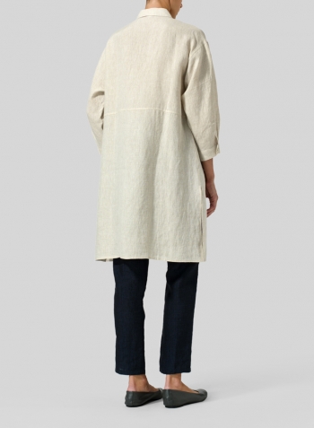 Oat Linen Half-Sleeve Long Shirt
