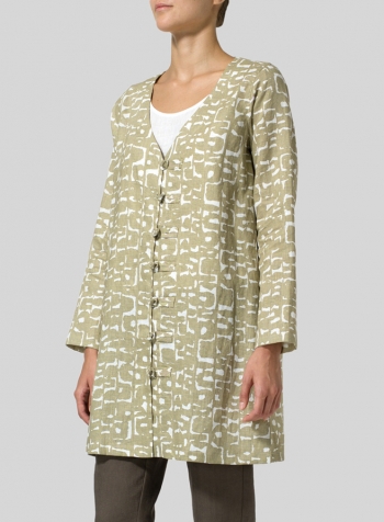 Pattern Linen Handmade Knot Buttons Top