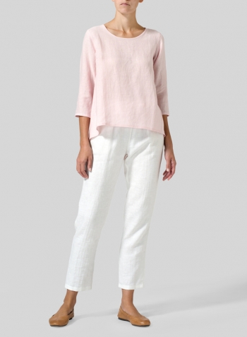 Baby Pink Linen A-line High-Low Top