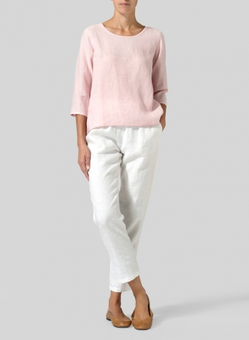 Baby Pink Linen A-line High-Low Top