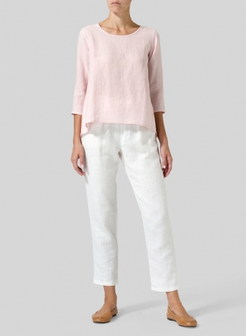 Baby Pink Linen A-line High-Low Top