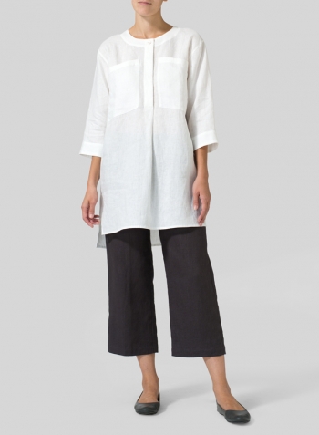 White Linen Chest Pocket Tunic