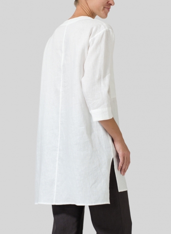 White Linen Chest Pocket Tunic