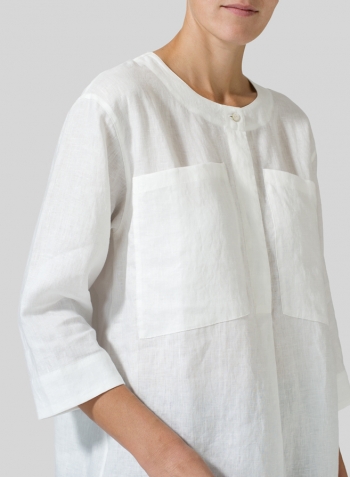 White Linen Chest Pocket Tunic