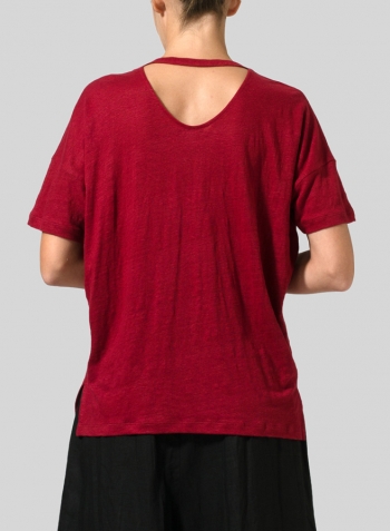 Red Linen Jersey Box Top