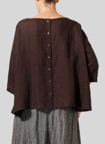Brown Linen Dropped Shoulder Long Top