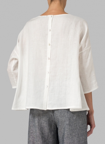 Soft White Linen Dropped Shoulder Long Top Set