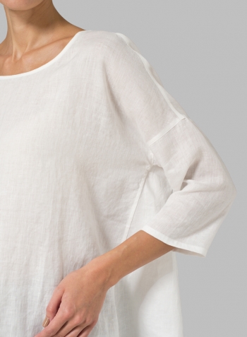 Soft White Linen Dropped Shoulder Long Top Set