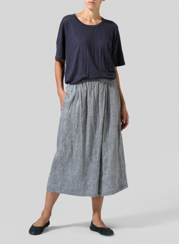 Dark Grayish Blue Linen Jersey Box Top