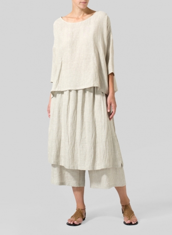 Oat Linen Dropped Shoulder Long Top
