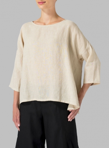 Oat Linen Dropped Shoulder Long Top
