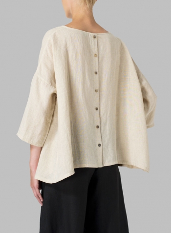 Oat Linen Dropped Shoulder Long Top
