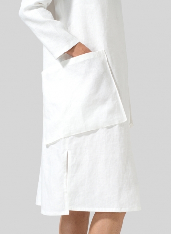 White Linen Long Sleeve Heart Neck Tunic