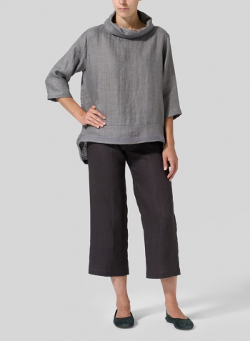 Kendall Charcoal Linen Cowl Neck Top