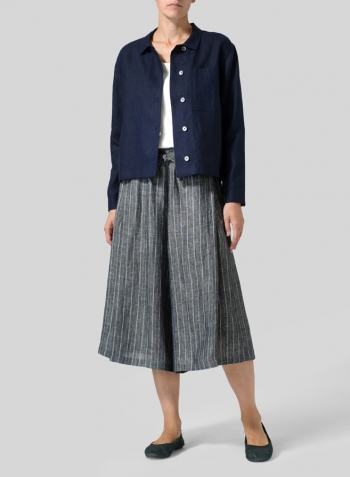 Linen A-Line Wide Leg Pants Set