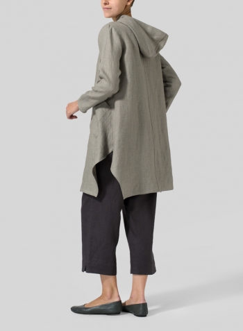 Gray Linen Hooded Shirt