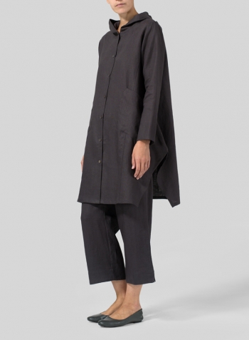 Graphite Linen Hooded Shirt