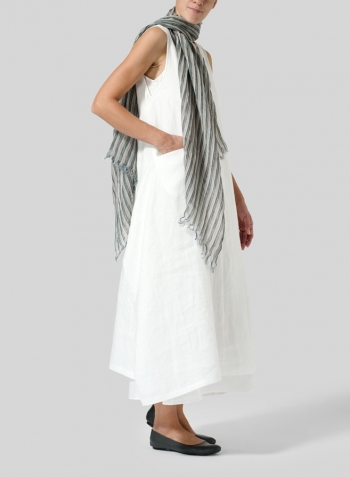 Soft White Linen Sleeveless Long Dress