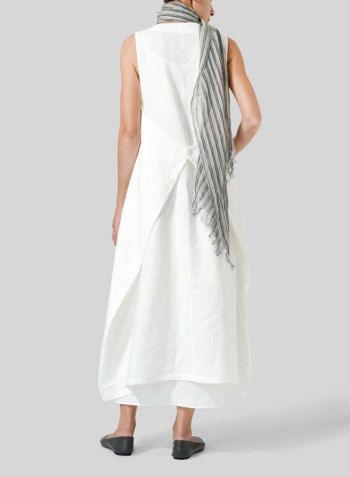 Soft White Linen Sleeveless Long Dress