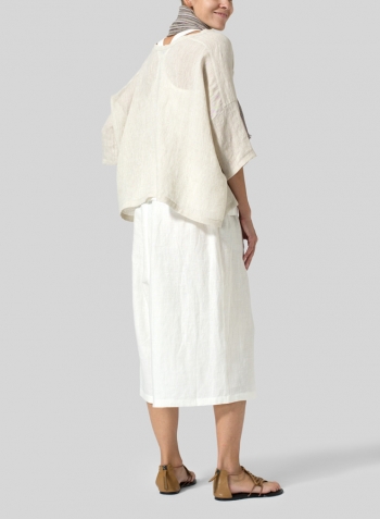 Oat Woven Linen Deep V-neck Top Set