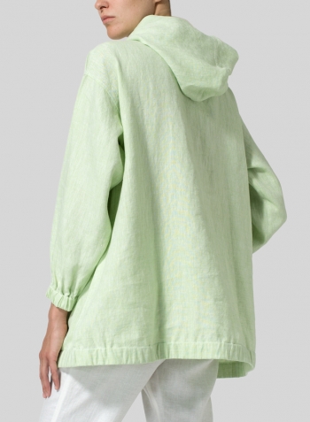 Two Tone Light Green Linen Oversized Hoodie Top